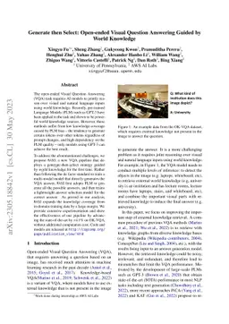 Generate then Select: Open-ended Visual Question Answering Guided by
  World Knowledge