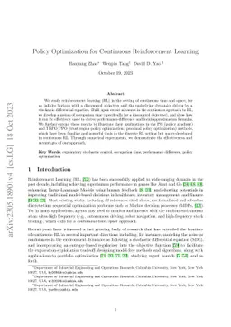 Policy Optimization for Continuous Reinforcement Learning