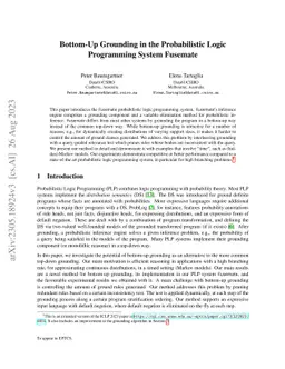 Bottom-Up Grounding in the Probabilistic Logic Programming System
  Fusemate