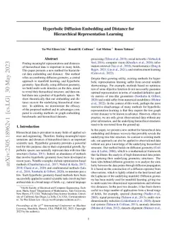 Hyperbolic Diffusion Embedding and Distance for Hierarchical
  Representation Learning