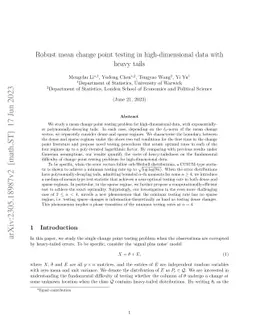Robust mean change point testing in high-dimensional data with heavy
  tails
