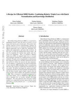 A Recipe for Efficient SBIR Models: Combining Relative Triplet Loss with
  Batch Normalization and Knowledge Distillation