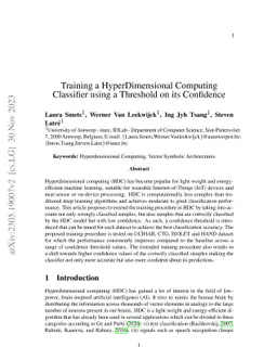 Training a HyperDimensional Computing Classifier using a Threshold on
  its Confidence