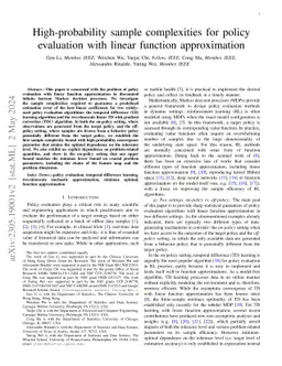 High-probability sample complexities for policy evaluation with linear
  function approximation