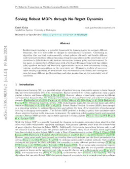 Solving Robust MDPs through No-Regret Dynamics