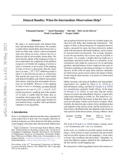 Delayed Bandits: When Do Intermediate Observations Help?