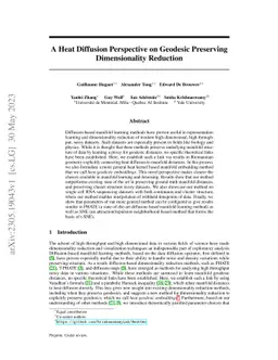 A Heat Diffusion Perspective on Geodesic Preserving Dimensionality
  Reduction