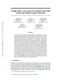Complex Query Answering on Eventuality Knowledge Graph with Implicit
  Logical Constraints