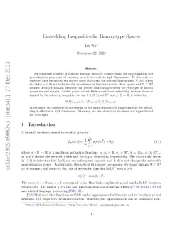 Embedding Inequalities for Barron-type Spaces
