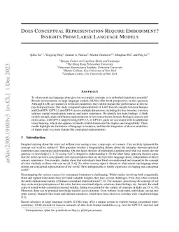 Does Conceptual Representation Require Embodiment? Insights From Large
  Language Models