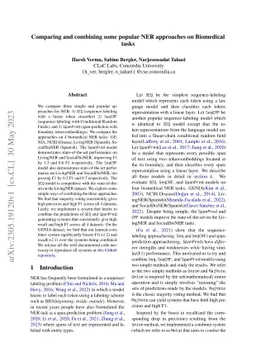 Comparing and combining some popular NER approaches on Biomedical tasks