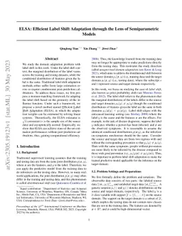 ELSA: Efficient Label Shift Adaptation through the Lens of
  Semiparametric Models