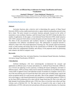 ASU-CNN: An Efficient Deep Architecture for Image Classification and
  Feature Visualizations