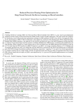 Reduced Precision Floating-Point Optimization for Deep Neural Network
  On-Device Learning on MicroControllers