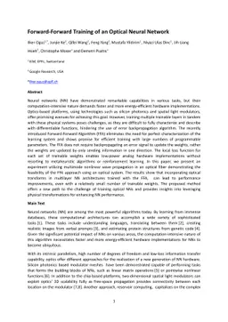 Forward-Forward Training of an Optical Neural Network