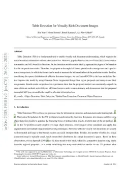 Table Detection for Visually Rich Document Images