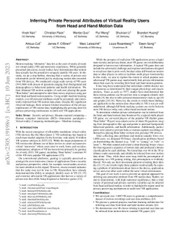 Inferring Private Personal Attributes of Virtual Reality Users from Head
  and Hand Motion Data