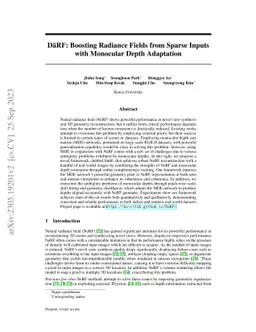 DaRF: Boosting Radiance Fields from Sparse Inputs with Monocular Depth
  Adaptation