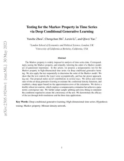 Testing for the Markov Property in Time Series via Deep Conditional
  Generative Learning