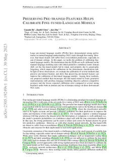 Preserving Pre-trained Features Helps Calibrate Fine-tuned Language
  Models