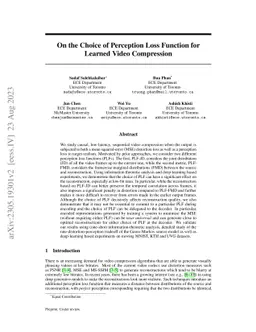 On the Choice of Perception Loss Function for Learned Video Compression