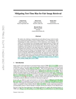 Mitigating Test-Time Bias for Fair Image Retrieval