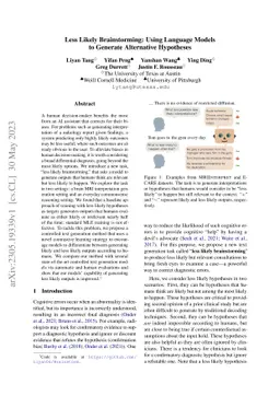 Less Likely Brainstorming: Using Language Models to Generate Alternative
  Hypotheses