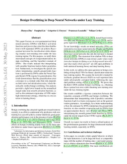 Benign Overfitting in Deep Neural Networks under Lazy Training