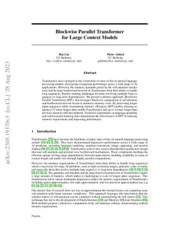 Blockwise Parallel Transformer for Large Context Models