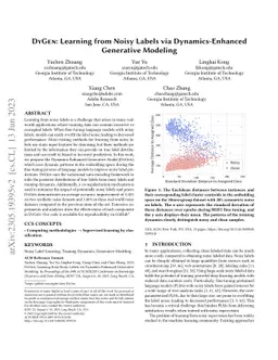 DyGen: Learning from Noisy Labels via Dynamics-Enhanced Generative
  Modeling