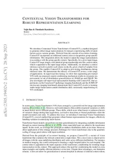 Contextual Vision Transformers for Robust Representation Learning