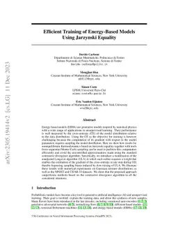 Efficient Training of Energy-Based Models Using Jarzynski Equality