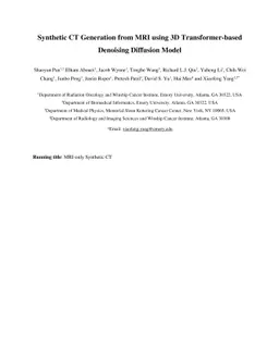 Synthetic CT Generation from MRI using 3D Transformer-based Denoising
  Diffusion Model