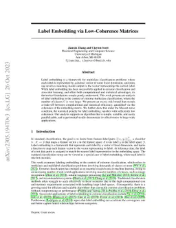 Label Embedding via Low-Coherence Matrices