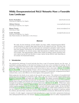 Mildly Overparameterized ReLU Networks Have a Favorable Loss Landscape