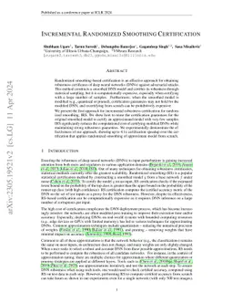 Incremental Randomized Smoothing Certification
