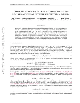 Low-rank extended Kalman filtering for online learning of neural
  networks from streaming data