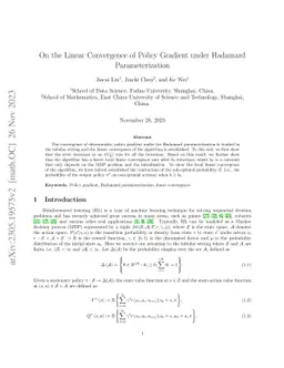 On the Linear Convergence of Policy Gradient under Hadamard
  Parameterization