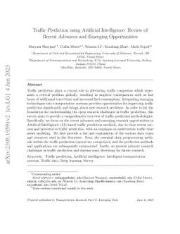 Traffic Prediction using Artificial Intelligence: Review of Recent
  Advances and Emerging Opportunities