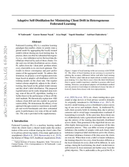 Adaptive Self-Distillation for Minimizing Client Drift in Heterogeneous Federated Learning