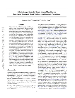Efficient Algorithms for Exact Graph Matching on Correlated Stochastic
  Block Models with Constant Correlation