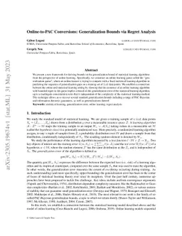 Online-to-PAC Conversions: Generalization Bounds via Regret Analysis