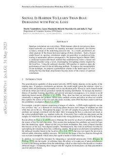 Signal Is Harder To Learn Than Bias: Debiasing with Focal Loss
