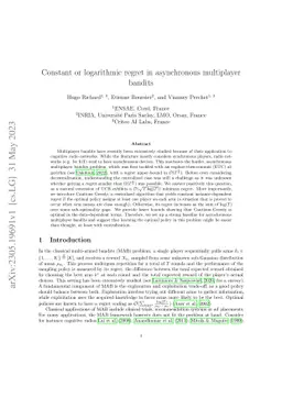 Constant or logarithmic regret in asynchronous multiplayer bandits