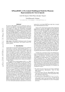 XPhoneBERT: A Pre-trained Multilingual Model for Phoneme Representations
  for Text-to-Speech