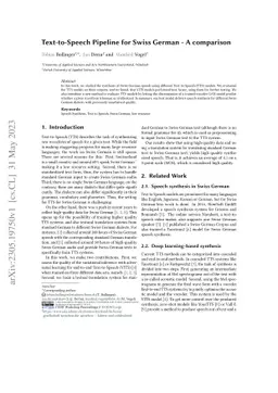 Text-to-Speech Pipeline for Swiss German -- A comparison