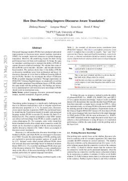 How Does Pretraining Improve Discourse-Aware Translation?