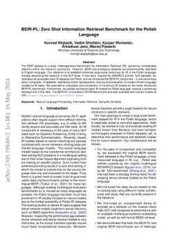 BEIR-PL: Zero Shot Information Retrieval Benchmark for the Polish
  Language
