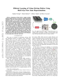 Efficient Learning of Urban Driving Policies Using Bird's-Eye-View State
  Representations