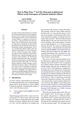 How to Plant Trees in Language Models: Data and Architectural Effects on
  the Emergence of Syntactic Inductive Biases